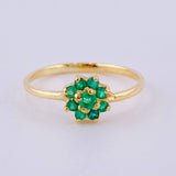 Sunflower Ring Emeralds 25pts 1.75gr / T7 1/2 / 18K Yellow Gold ©