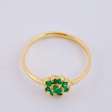 Sunflower Ring Emeralds 25pts 1.75gr / T7 1/2 / 18K Yellow Gold ©