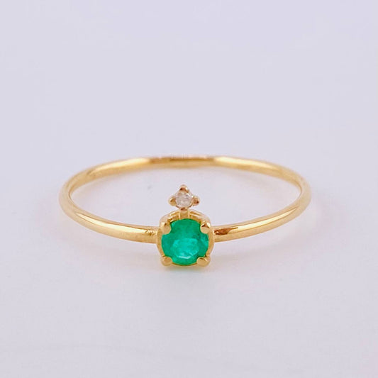 Anillo Solitario Tortuga Esmeralda 15pts 0.95gr / T7 1/4 / Oro Amarillo 18K ©
