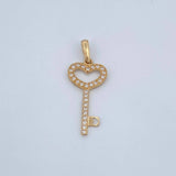 Heart Key Pendant 1.3gr / 1.2in / 18K Gold &