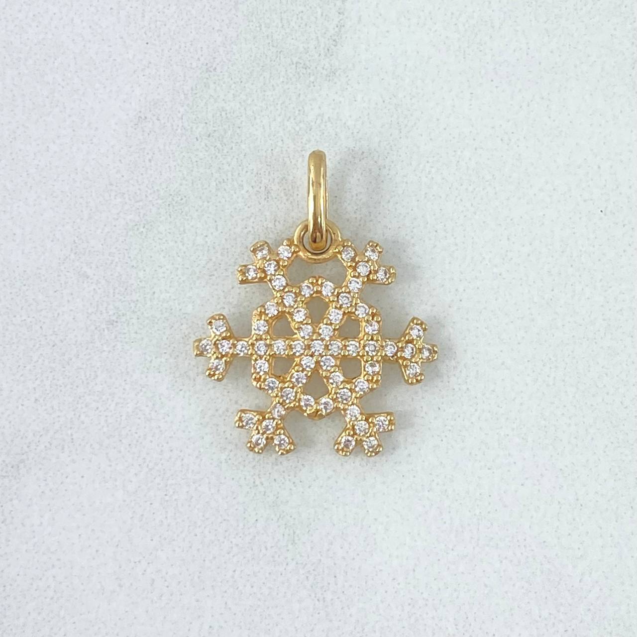 Pendant Snowflake 1.55gr / 2cm / White Zircons 18K Yellow Gold ©