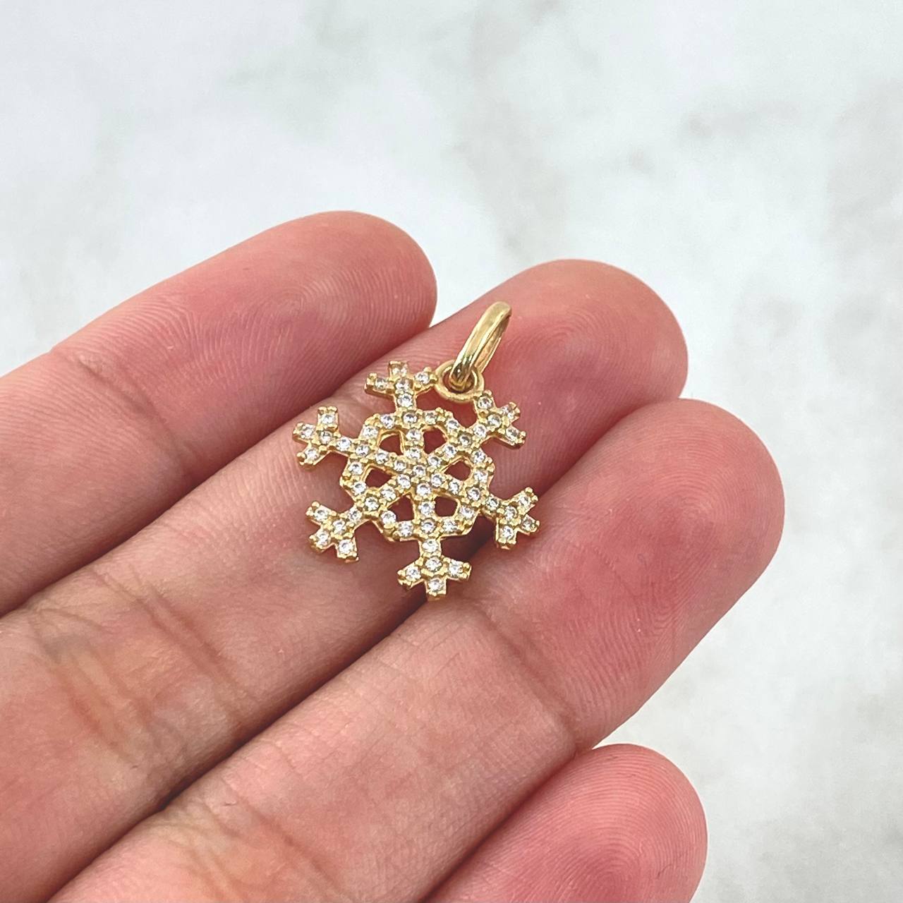 Pendant Snowflake 1.55gr / 2cm / White Zircons 18K Yellow Gold ©