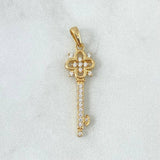 Pendant Victorian Key 1.7gr / 3.2cm / White Zircons 18K Yellow Gold ©