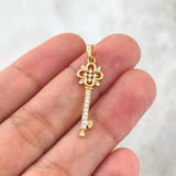 Pendant Victorian Key 1.7gr / 3.2cm / White Zircons 18K Yellow Gold ©