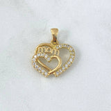 Pendant Double Heart Mom 3.2gr / 2cm / White Zircons 18K Yellow Gold ©