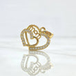 Pendant Double Heart Mom 3.2gr / 2cm / White Zircons 18K Yellow Gold ©