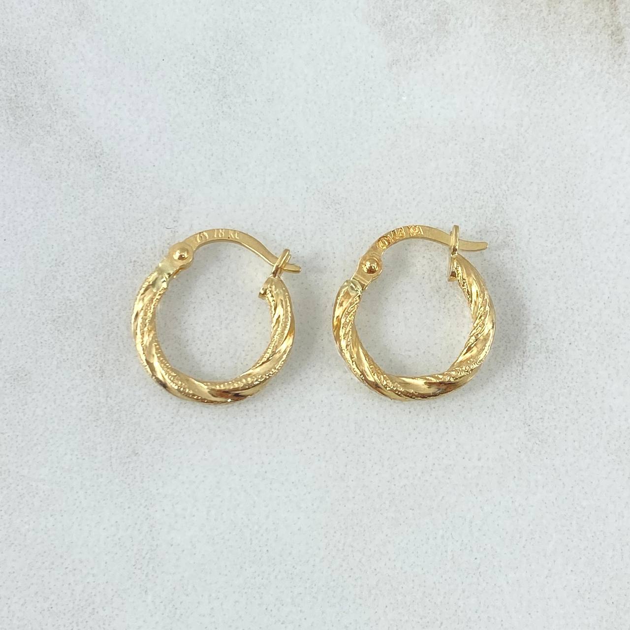 Hoop Earrings Lizy 1.6gr / 1.7cm / Yellow Gold 18K Dotted *