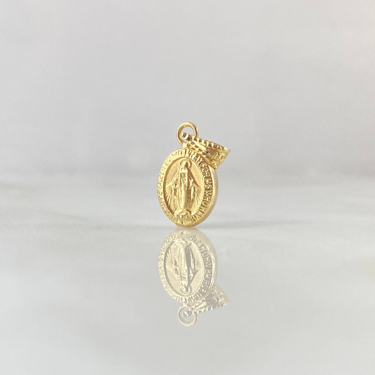 Pendant Miraculous Virgin 0.45gr / 1.5cm / Matte Oval Yellow Gold 18K ©