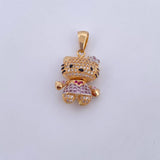 Pendant Cat 5.65gr / 2.8cm / White Fuchsia Pink Zircons Two 18K Yellow White Gold $