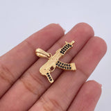 Dije MP15 3.9gr / 2.5cm / Circones Negros Oro Amarillo 18K &