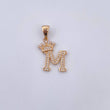 Dije Letra M Corona 2.05gr / 2.8cm / Circones Blancos Oro Amarillo 18K &