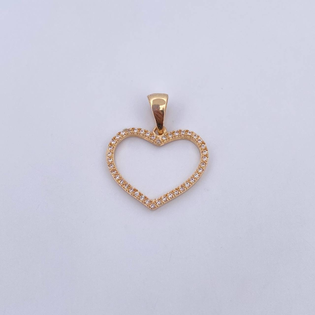Pendant Heart Silhouette 1.65gr / 2.4cm / White Zirconia 18K Yellow Gold &