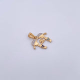 Pendant Children 1.6gr / 2cm / Blue and White Zircons Two 18K Yellow and White Golds &