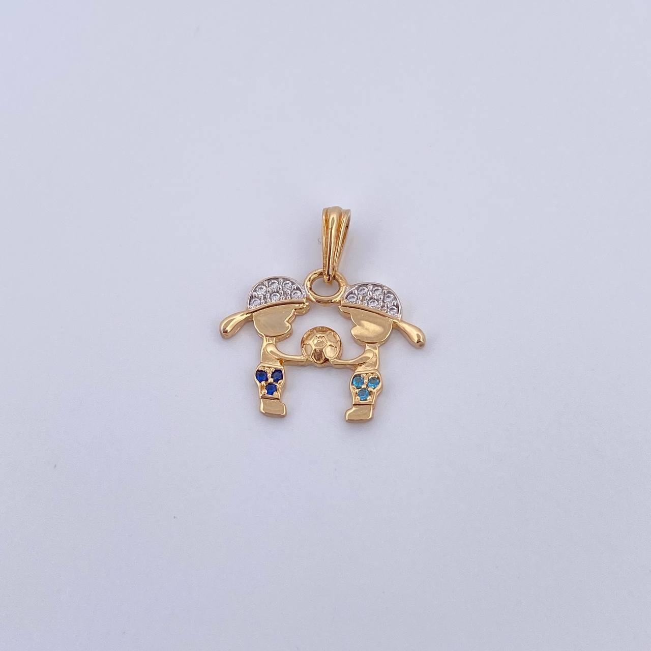 Pendant Children 1.6gr / 2cm / Blue and White Zircons Two 18K Yellow and White Golds &