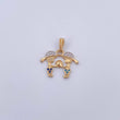 Pendant Children 1.6gr / 2cm / Blue and White Zircons Two 18K Yellow and White Golds &