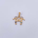 Pendant Children 1.6gr / 2cm / Blue and White Zircons Two 18K Yellow and White Golds &