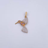 Pendant Colibri 2gr / 3.2cm / Colored Zircons Two 18K Yellow and White Golds &