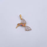 Pendant Colibri 2gr / 3.2cm / Colored Zircons Two 18K Yellow and White Golds &