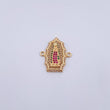 Charm Virgen Guadalupe 2.8gr / 2.3cm / Fuchsia Green White Zircons 18K Yellow Gold $