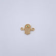 Herraje Mano Hamsa 0.6gr / 1.5cm / Circon Verde Oro Amarillo 18K &