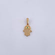 Dije Mano Hamsa 0.75gr / 2cm / Circon Verde Oro Amarillo 18K &