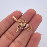 Dije Silueta Colibri 1.1gr / 2.8cm / Circones Colores Oro Amarillo 18K &