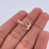 Pendant Tiara 0.8gr / 1.5cm / Zircons Green Blue Fuchsia White 18K Yellow Gold &