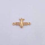 Herraje Avion 1.2gr / 2.2cm / Circones Blancos Oro Amarillo 18K &