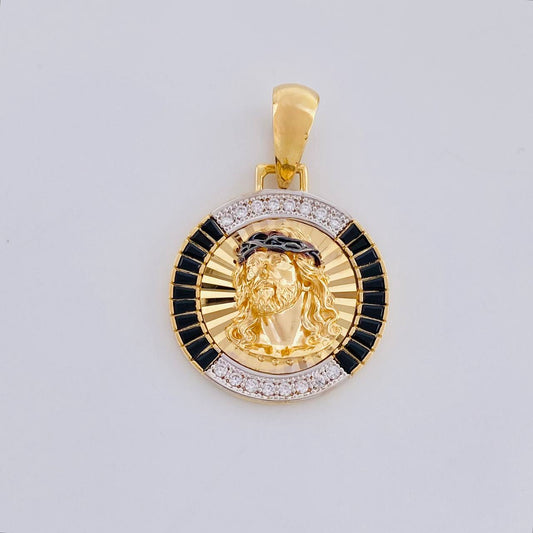 Dije Medalla Rostro Jesus 6.7g / 1 1/4 in Dos Oros Amarillo Blanco 18K