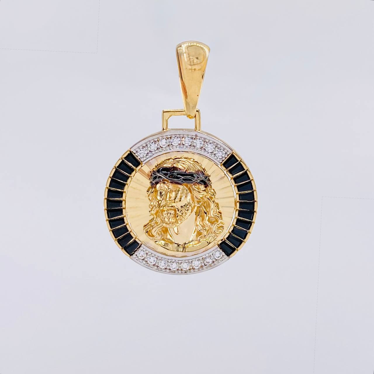 Dije Medalla Rostro Jesus 6.7g / 1 1/4 in Dos Oros Amarillo Blanco 18K