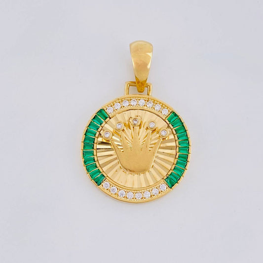 Dije Medalla Corona 5.85g / 1 1/2 in Oro Amarillo 18K