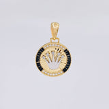Dije Medalla Corona 5.6g / 1 1/2 in Dos Oros Amarillo Blanco 18K