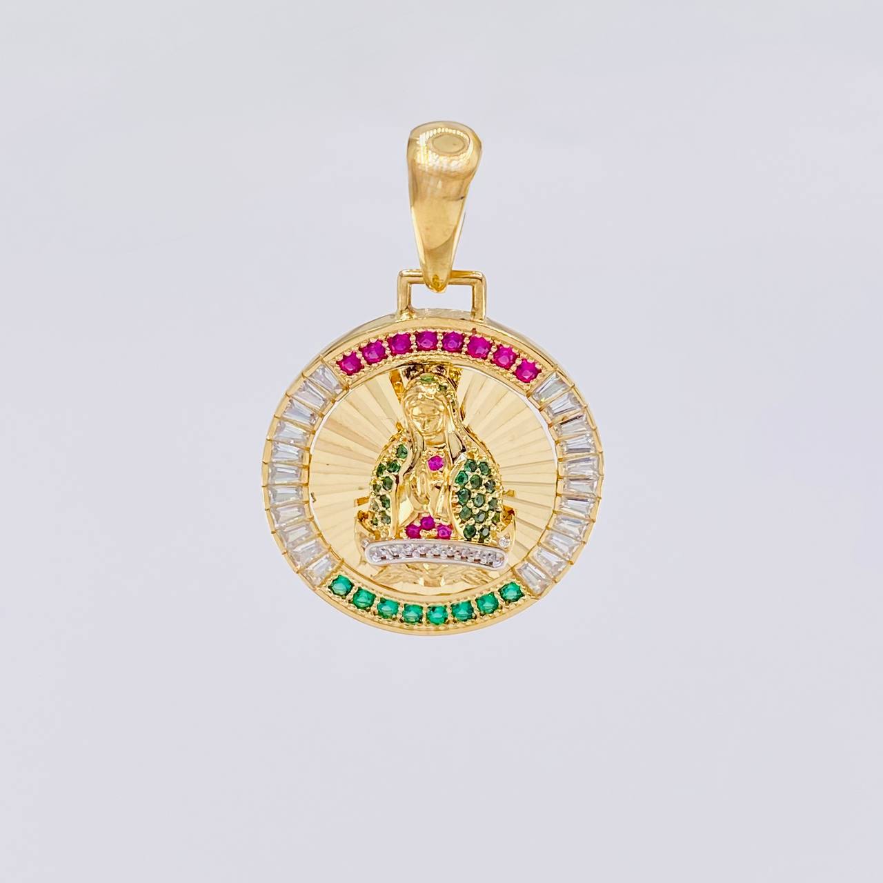 Dije Medalla Virgen Guadalupe 6.8g / 1 1/4 in Dos Oros Amarillo Blanco 18K