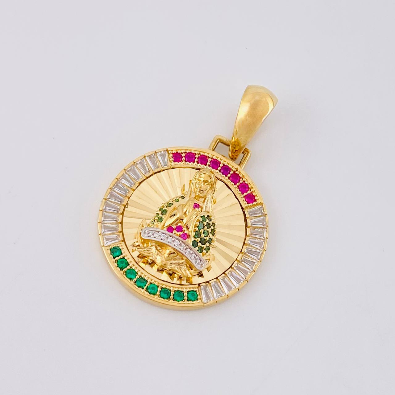 Dije Medalla Virgen Guadalupe 6.8g / 1 1/4 in Dos Oros Amarillo Blanco 18K