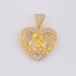 Pendant Silhouette Heart Sacred Family 13.3g / 1 3/4 in Two Golds Yellow White 18K
