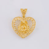 Pendant Silhouette Heart Sacred Family 13.3g / 1 3/4 in Two Golds Yellow White 18K
