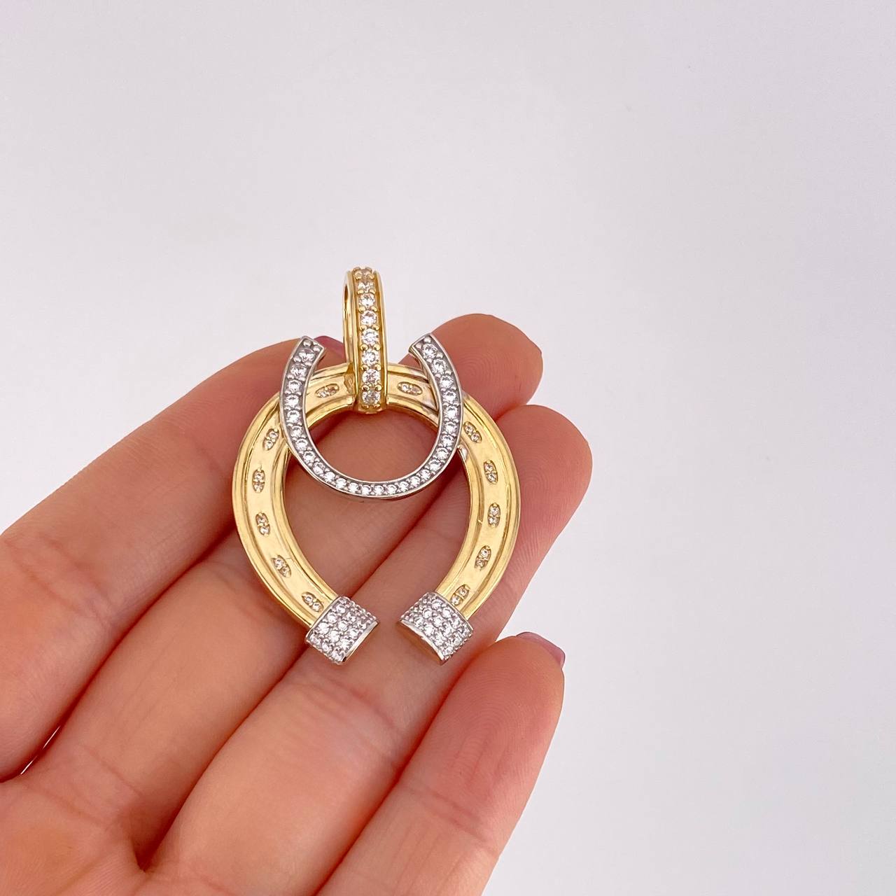 Dije Herradura 9.35g / 1 3/4 in Dos Oros Amarillo Blanco 18K