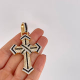 Dije Cruz Entrelazada 19g / 2 3/4 in Dos Oros Amarillo Blanco 18K