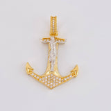 Dije Ancla Cristo 5.4g / 1 1/2 in Dos Oros Amarillo Blanco 18K