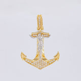 Dije Ancla Cristo 5.4g / 1 1/2 in Dos Oros Amarillo Blanco 18K