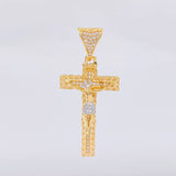 Dije Cruz Cristo 5.85g / 1 3/4 in Dos Oros Amarillo Blanco 18K