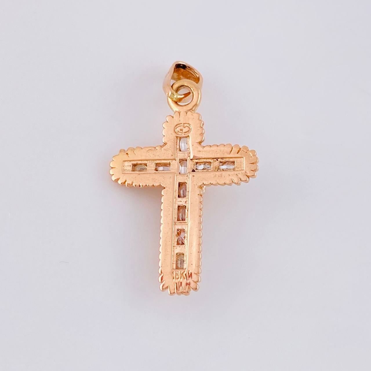 Dije Cruz Cristo 6.6g / 1 1/2 in Dos Oros Blanco Rosa 18K