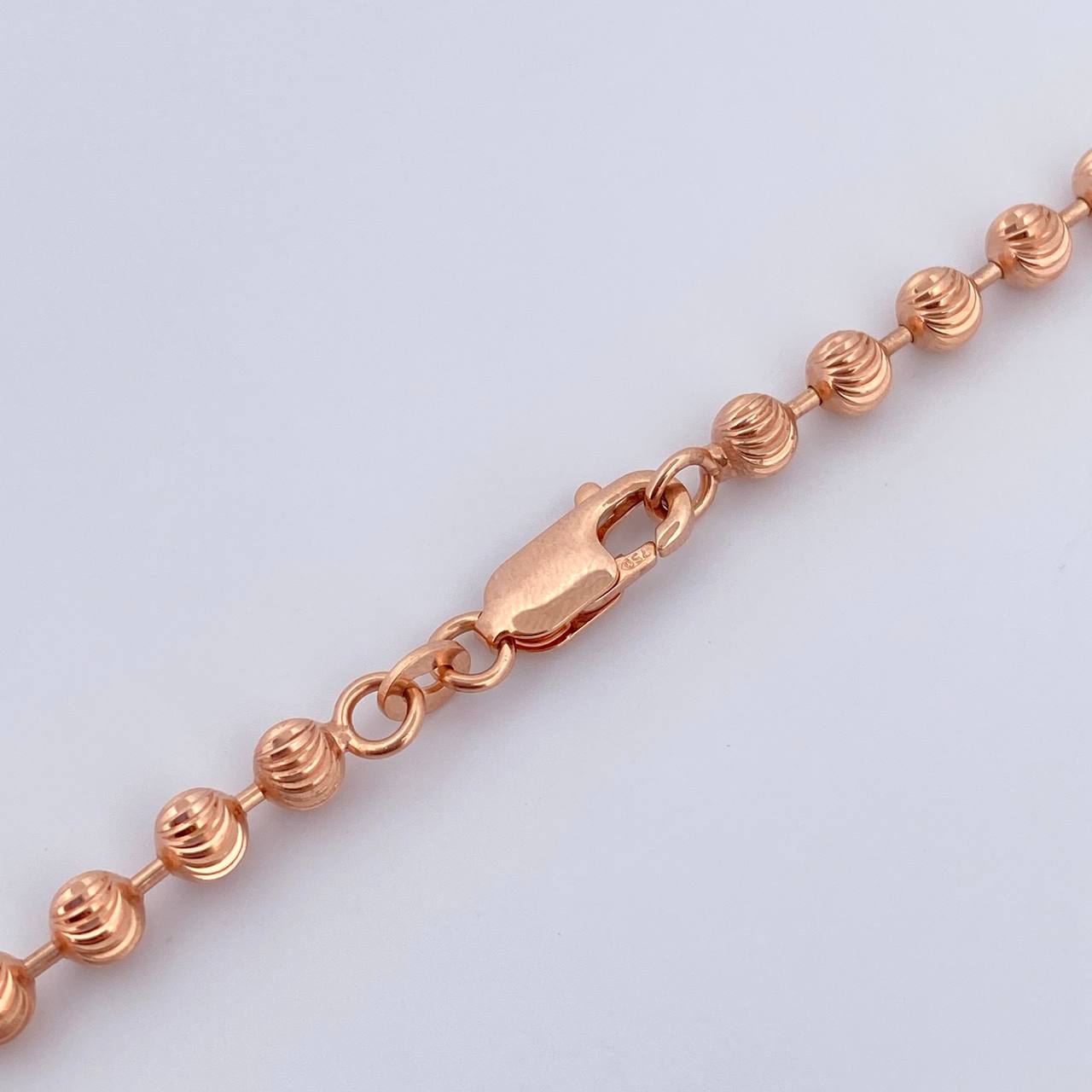 Cadena Militar 23.3gr / 55.5cm / 4mm Diamantado Luna Oro Rosa +3 18K $