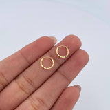 Hoop Earrings Striped Ring 0.3gr / 0.8cm / Diamond Cut Yellow Gold 18K &