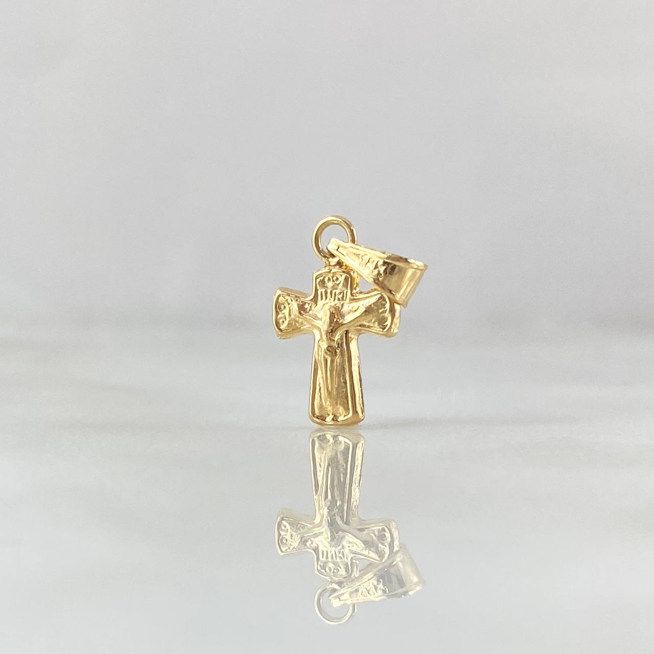 Dije Cruz Cristo 0.4gr / 2.5cm / Puntas Ovaladas Oro Amarillo 18K *