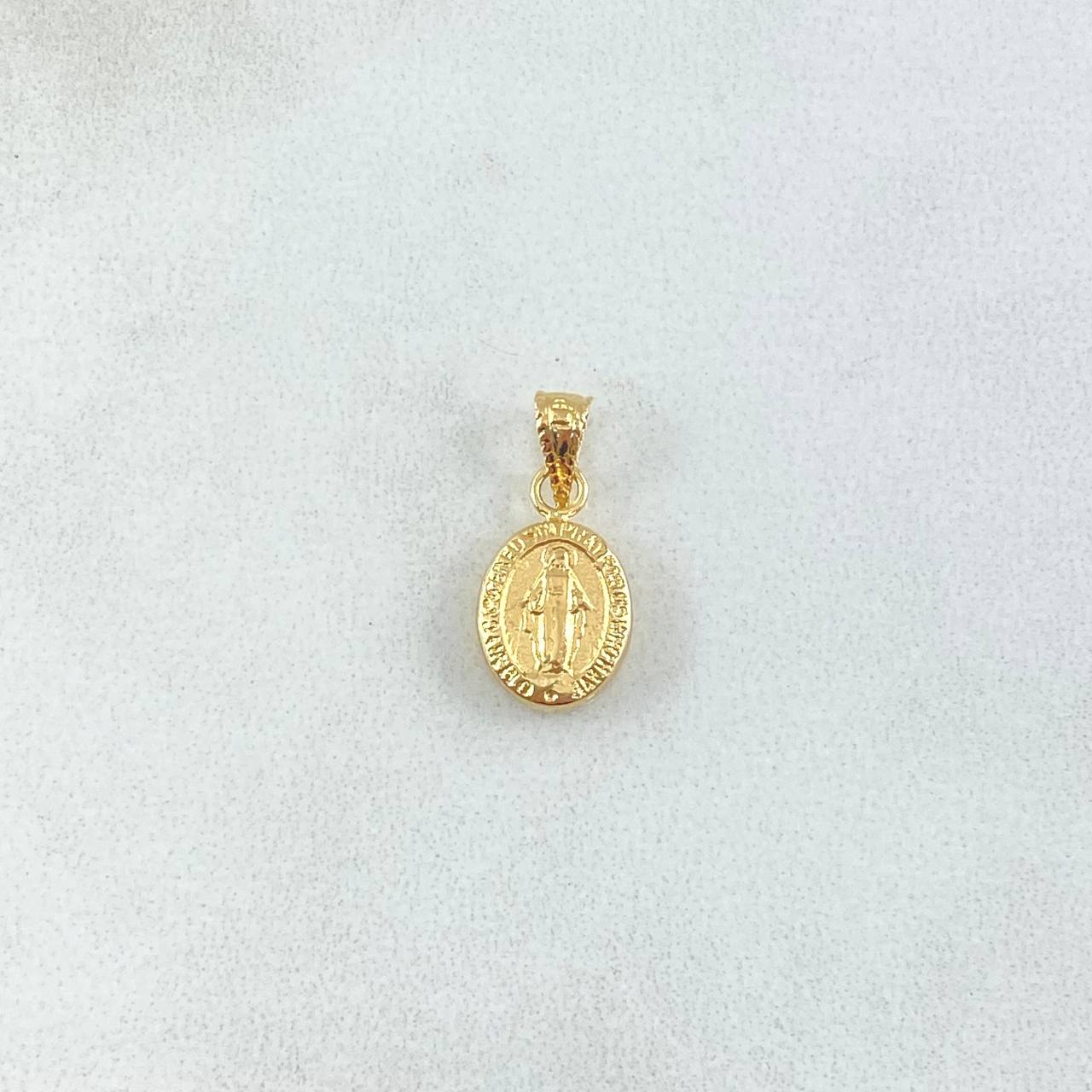 Pendant Miraculous Virgin 0.4gr / 1.5cm / Matte Oval Yellow Gold 18K ©