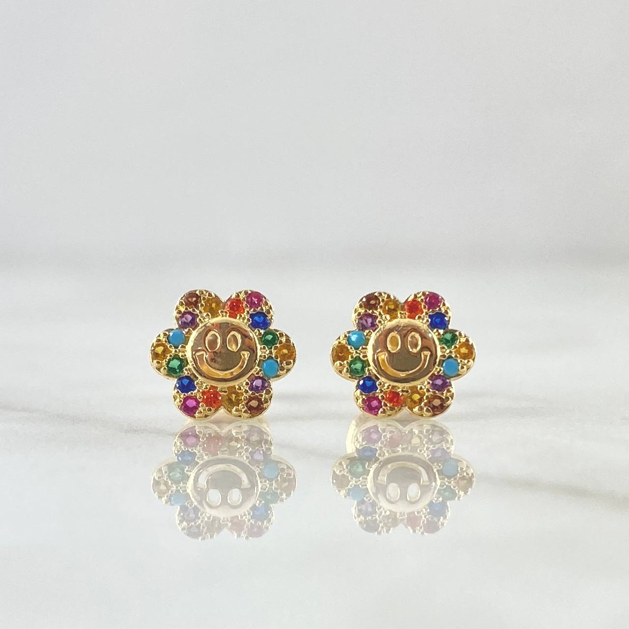 Topos Flor Animada 1.25gr / 8mm Circones Multicolor Oro Amarillo 18K *