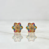 Topos Flor Animada 1.25gr / 8mm Circones Multicolor Oro Amarillo 18K *