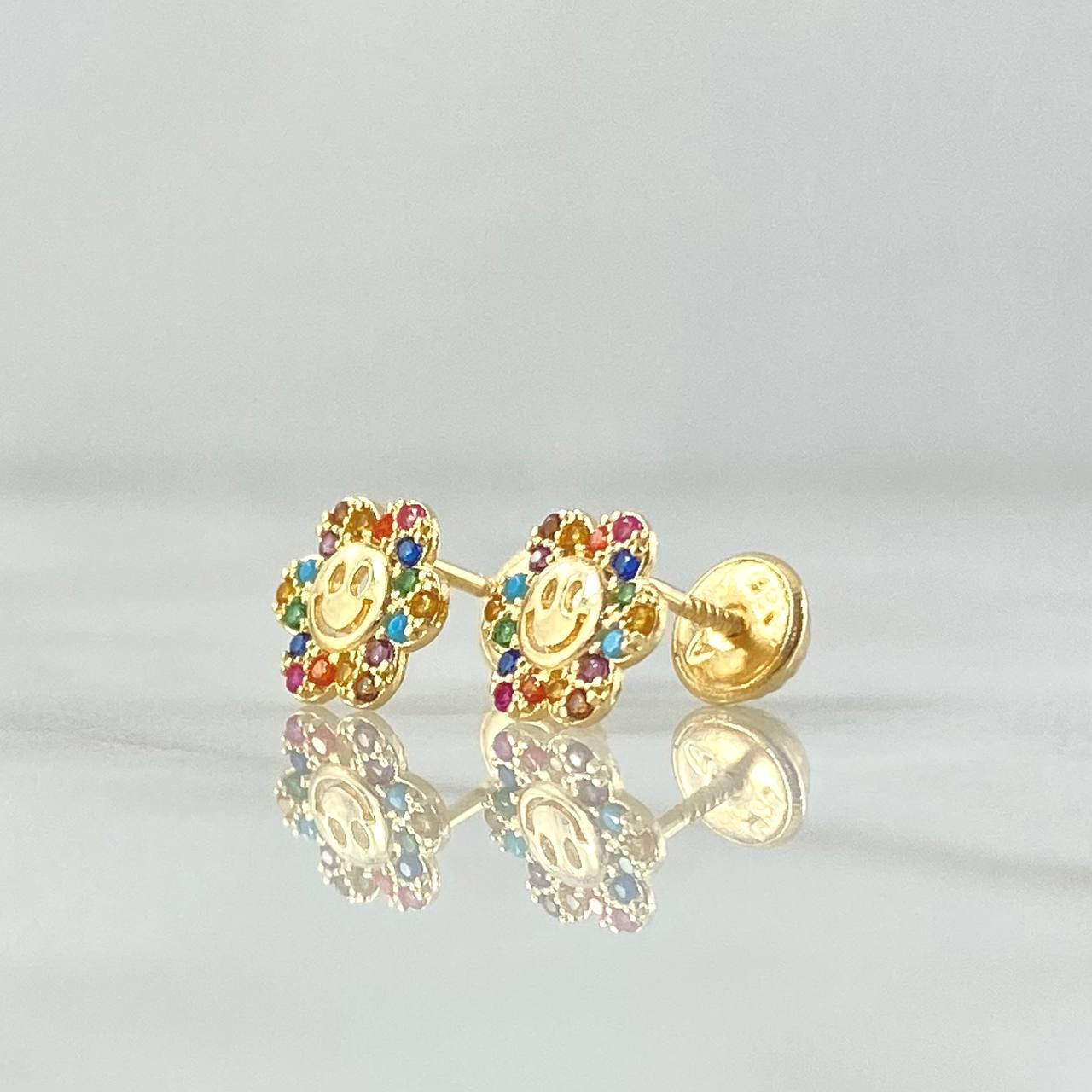 Topos Flor Animada 1.25gr / 8mm Circones Multicolor Oro Amarillo 18K *