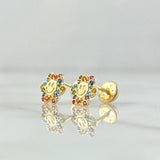 Topos Flor Animada 1.25gr / 8mm Circones Multicolor Oro Amarillo 18K *